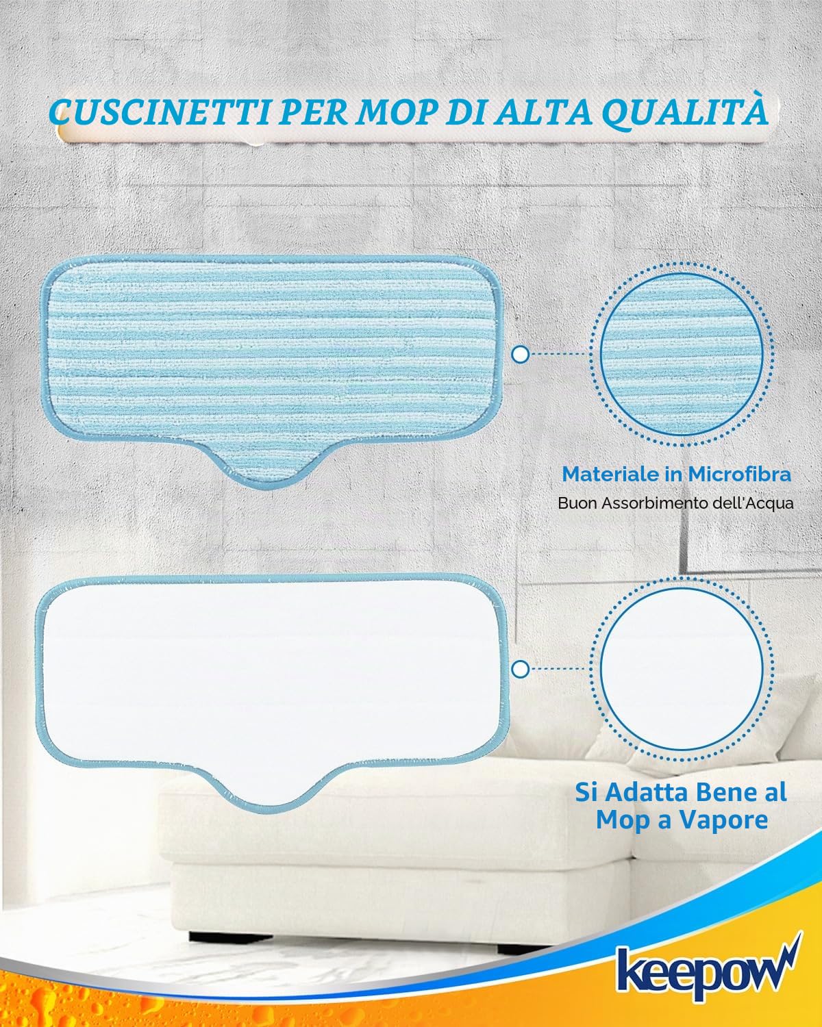 KEEPOW - Confezione da 6 cuscinetti in microfibra per pulizia, compatibili con Dupray Neat Steam Cleaner