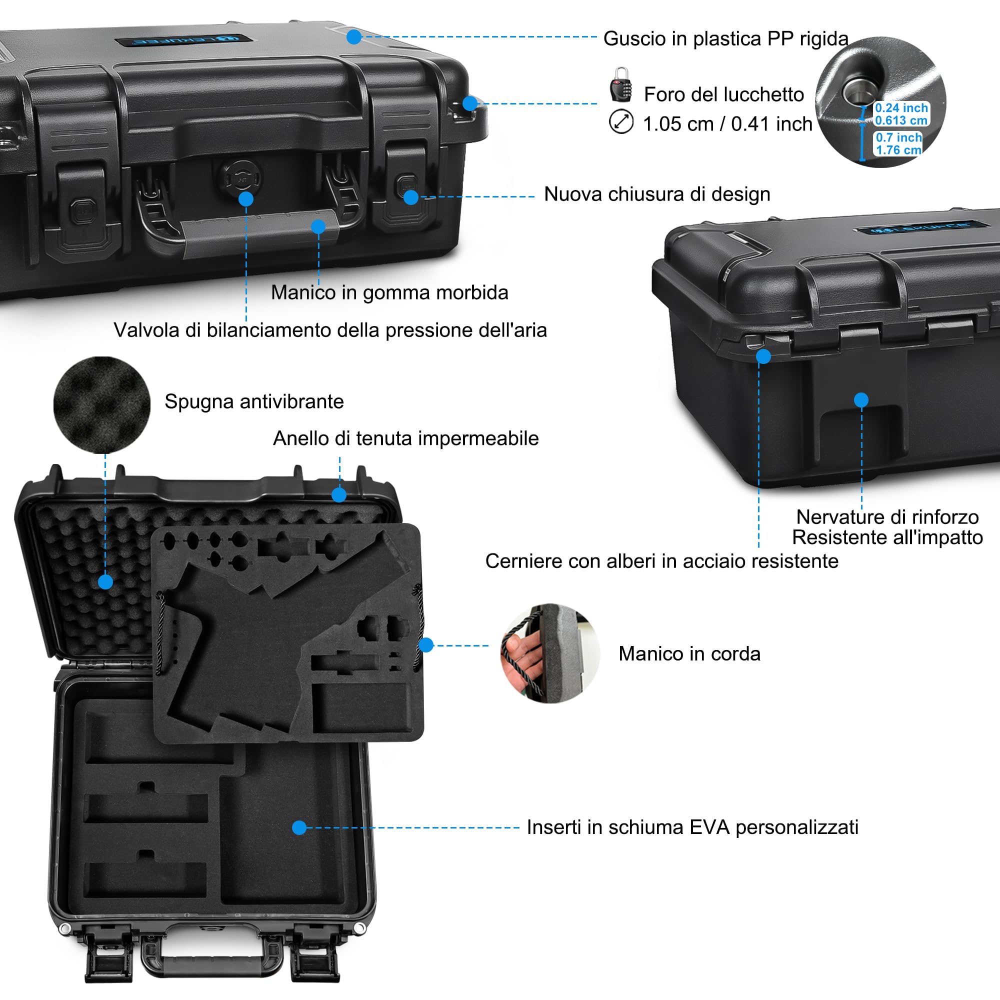 LEKUFEE Valigia Rigida Impermeabile per DJI RS 4 Mini, Combo, Stabilizzatore Gimbal, DJI Mic 3/Mic Mini/Mic 2 e altri accessori (solo custodia)