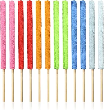 12 Pcs Microfiber Detail Duster Sticks Fan Cleaning Brush Crevice Cleaning Tool AC Vent Cleaner Mini Split Cleaning Kit Fan Blade Cleaner Dusters for Cleaning Home Car Window BlindMulticolors