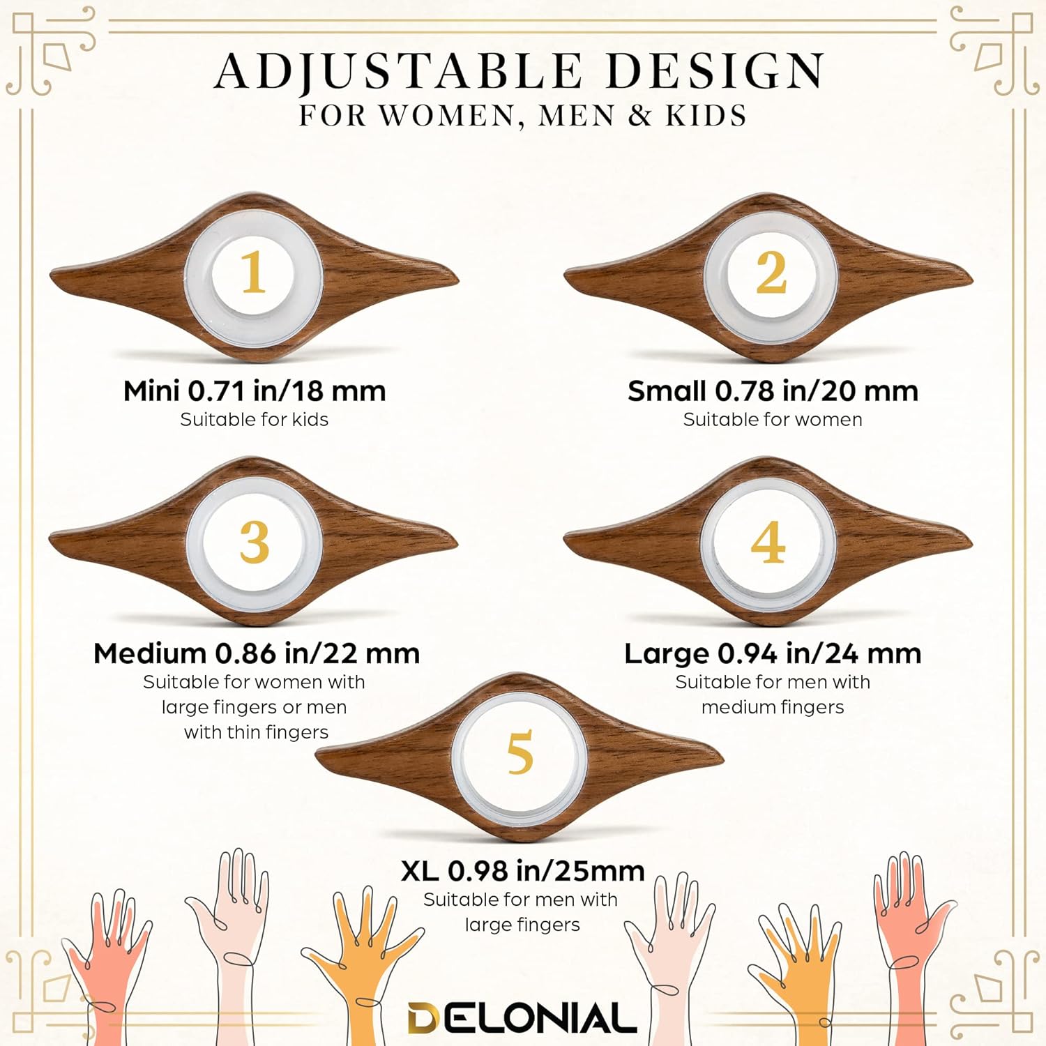 Book Page Holder with 5 Adjustable Rings, Handmade Natural Walnut Thumb Bookmark for Keep Book Open - Image 3