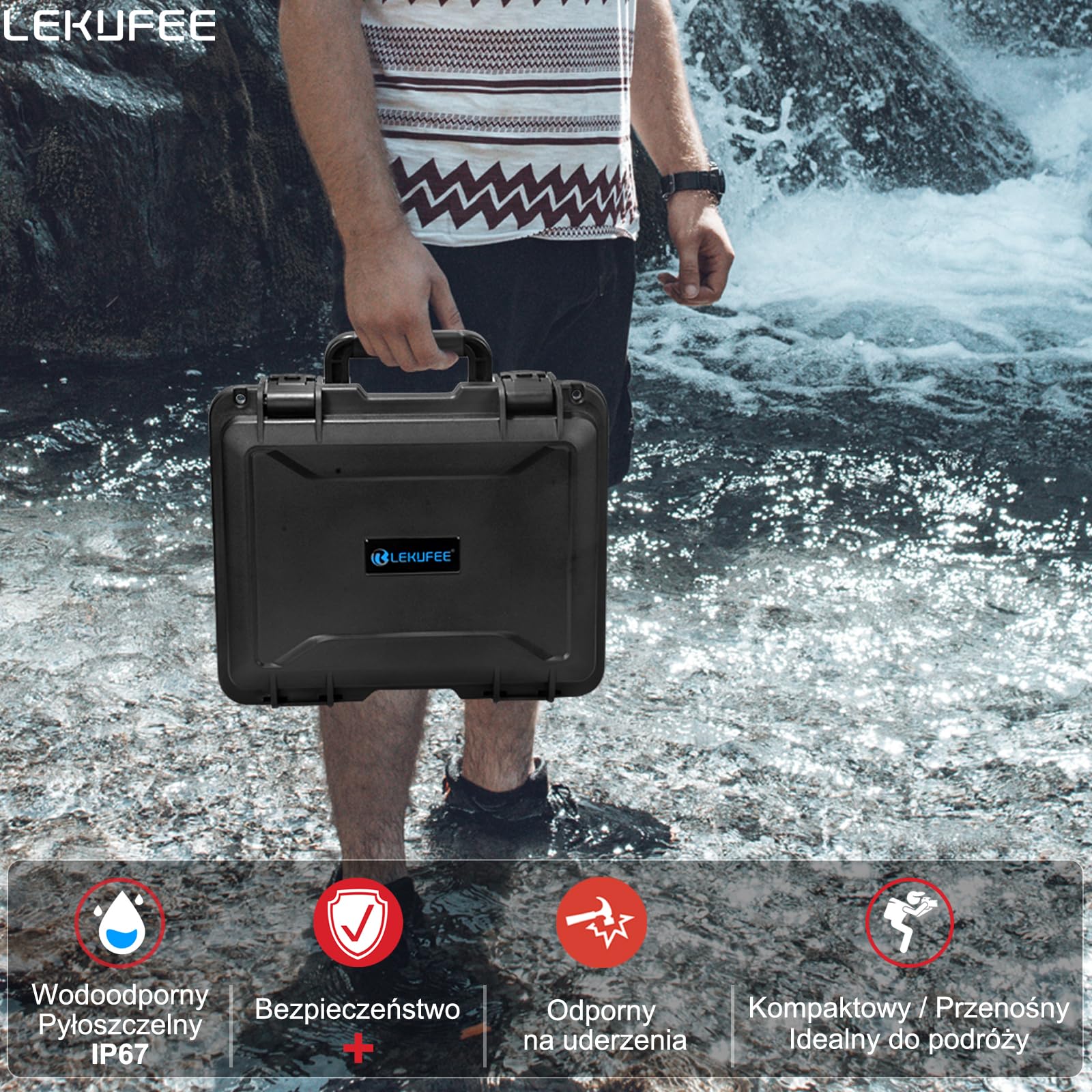 LEKUFEE Wodoodporna twarda obudowa kompatybilna z DJI Mavic 3 Pro/DJI Mavic 3 Classic/DJI Mavic 3 Drone/Combo/Cine i DJI RC Pro/DJI RC/DJI RC N1 i akcesoriami (tylko etui), Czarny, DJI Mavic 3 Pro