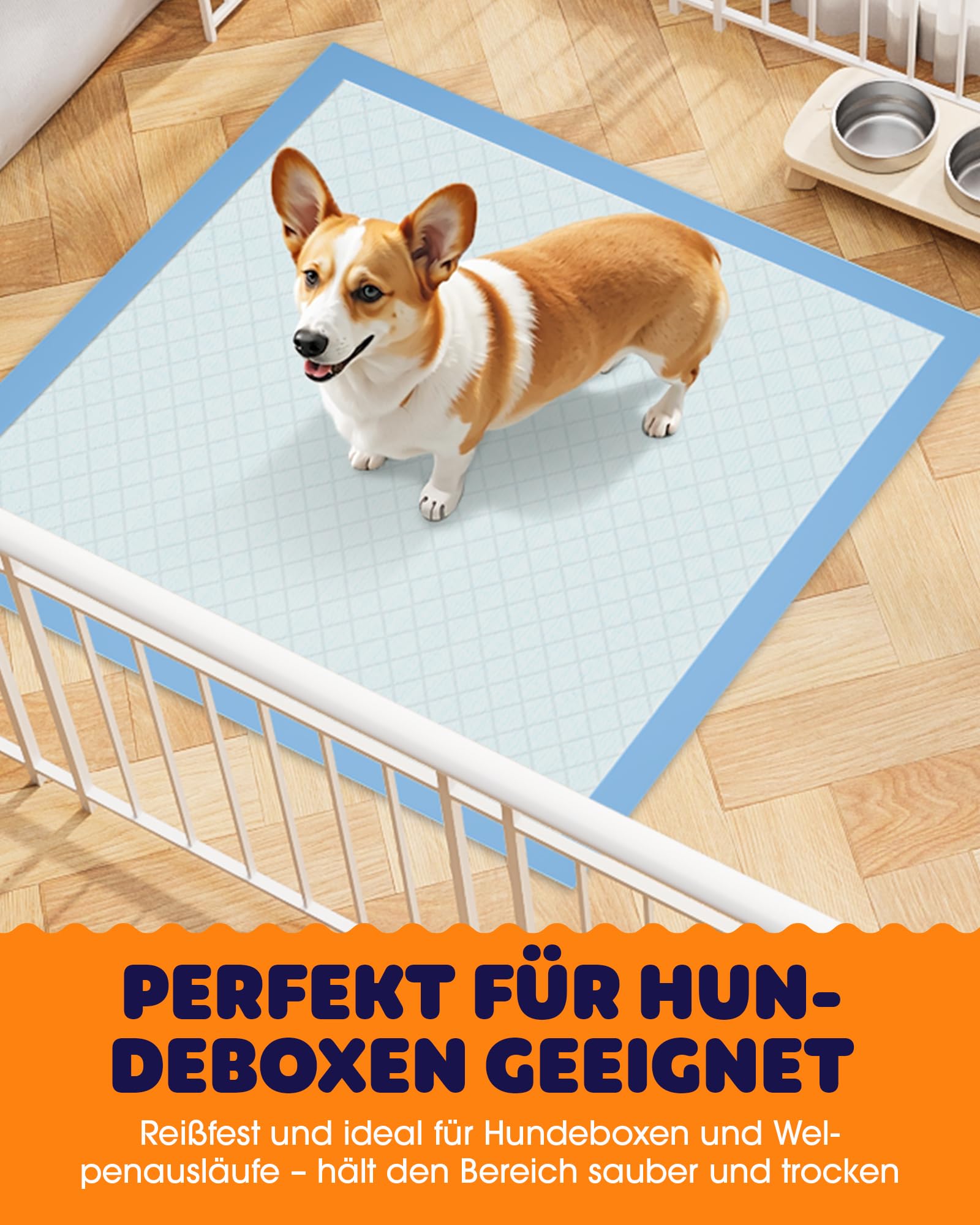 Powools Welpenunterlagen - Saugfähige PIPI Matten für Hunde, Schnelltrocknende Trainingspads, Auslaufsichere Welpen Unterlagen für Boden, Möbel & Auto, 56 x 56 cm, 100 Stück
