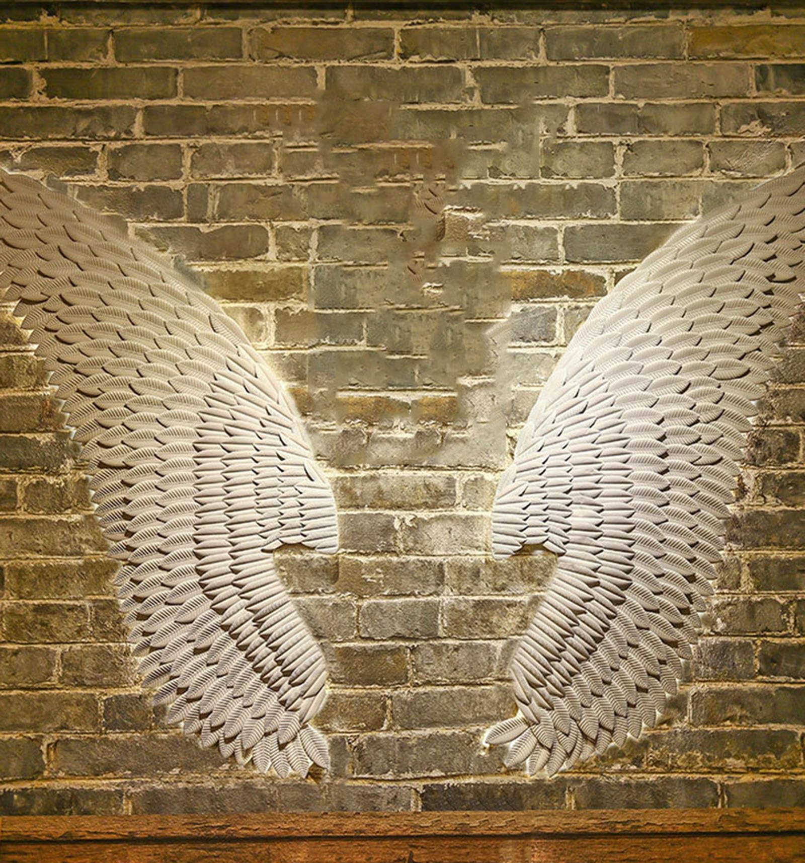 Décoration murale métal ailes d'ange grande taille 110cm style rétro maison