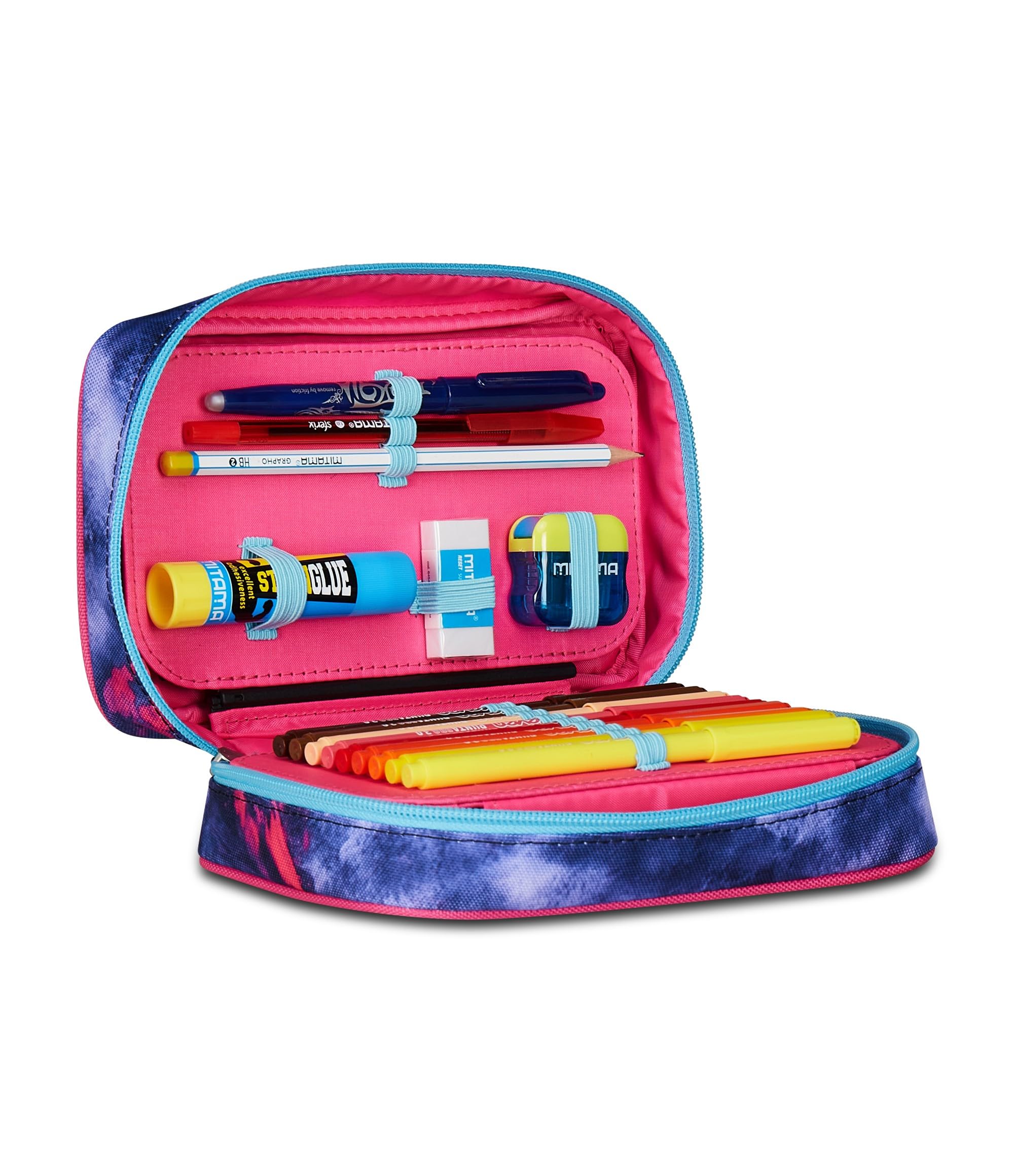 Seven Astuccio Scuola Speed Case SHADY DYE GIRL, Viola, Portapenne Mono Scomparto con Plance Amovibili, Completo Di Penne, Matite, Colori, Accessori Zaino, Scuola Elementare, Bambina