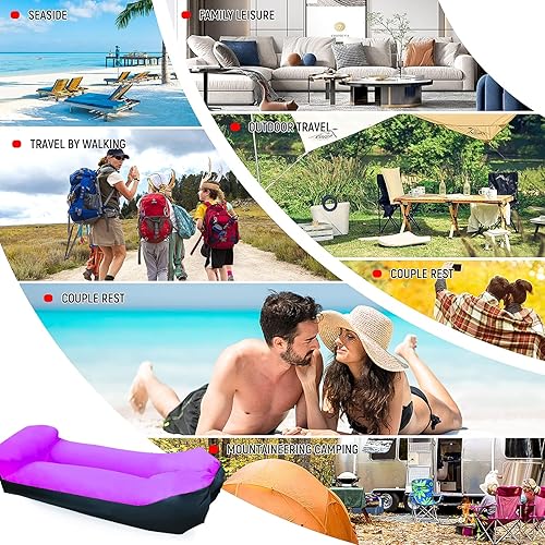 Miniatura 5 de Tumbona inflable Sofá Hamaca Portátil Diseño impermeable antifugas de aire - Forma de almohada La parte superior para mayor comodidad - para acampar