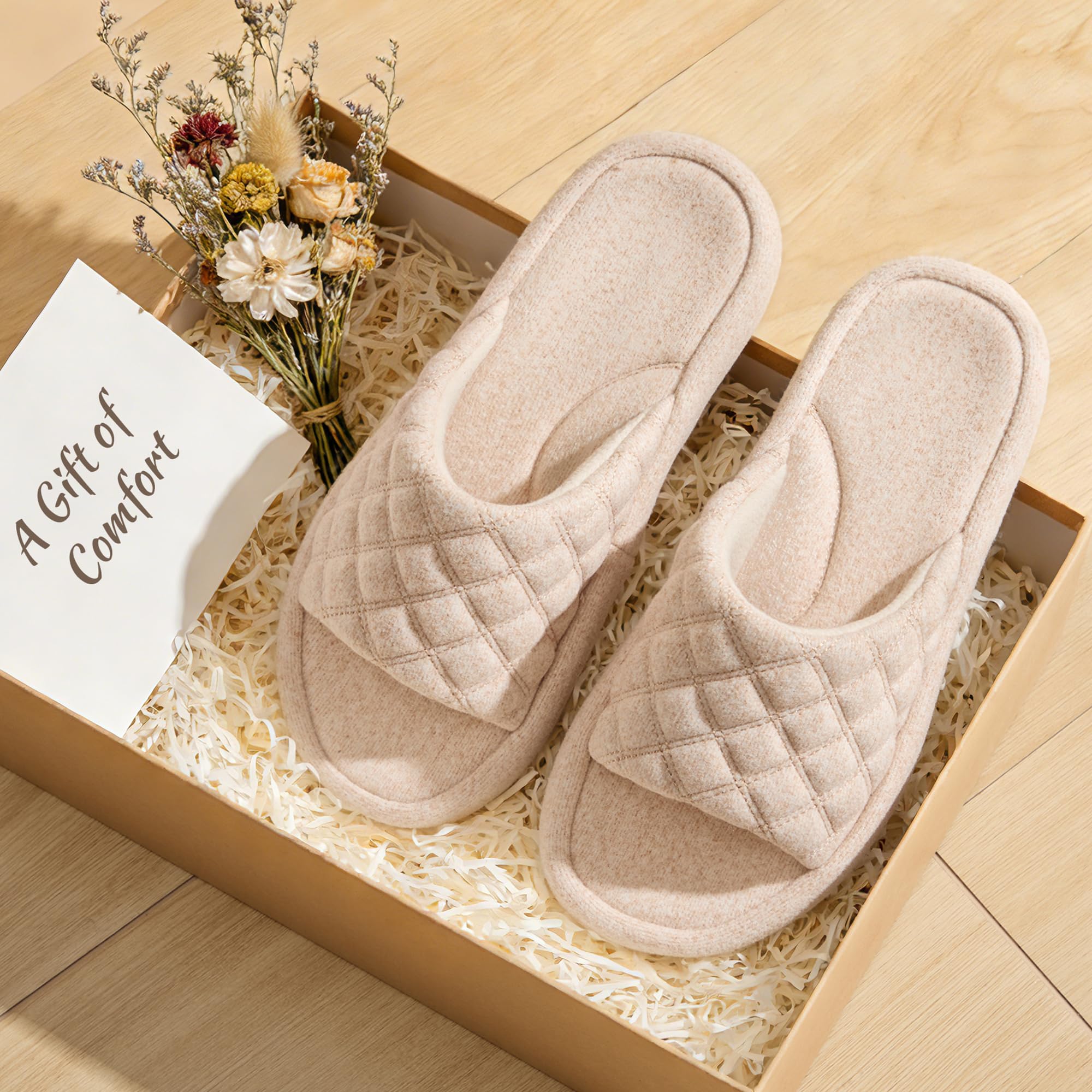 RockDove Zapatillas de Casa para Mujer en Fieltro Acolchado con Punta Abierta, Soporte para el Arco y Espuma Viscoelástica, Cómodas para Interior y Exterior