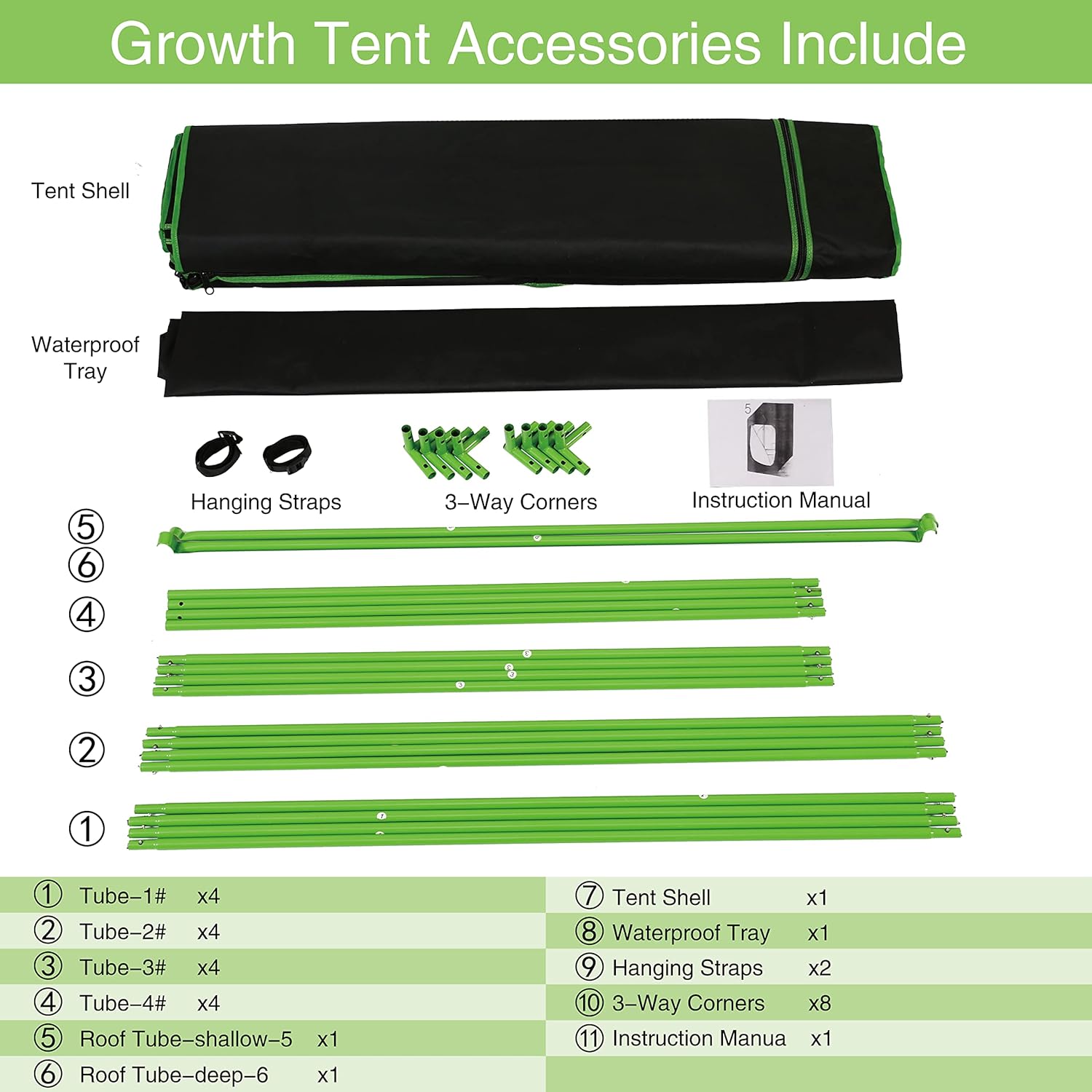 Grow Tent Kit, 24"x24"x48" Greenhouse Tent with 19mm Poles, High Reflective 600D Mylar Hydroponic Tent with Observation Windows for Indoor Plant Growing (Black, 24"x24"x48")
