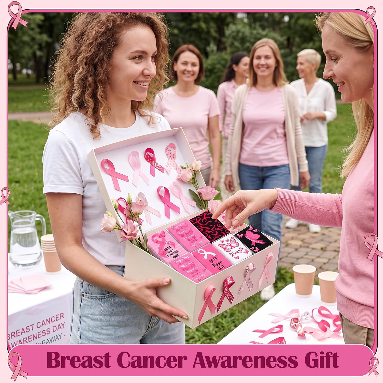 Eaasty 120 Pcs Breast Cancer Awareness Tissues Bulk Travel Sized Mini Pink Ribbon Pocket Tissues 3 Ply Cancer Survivor Gift Accessories Party Supplies for Women (6 Style)