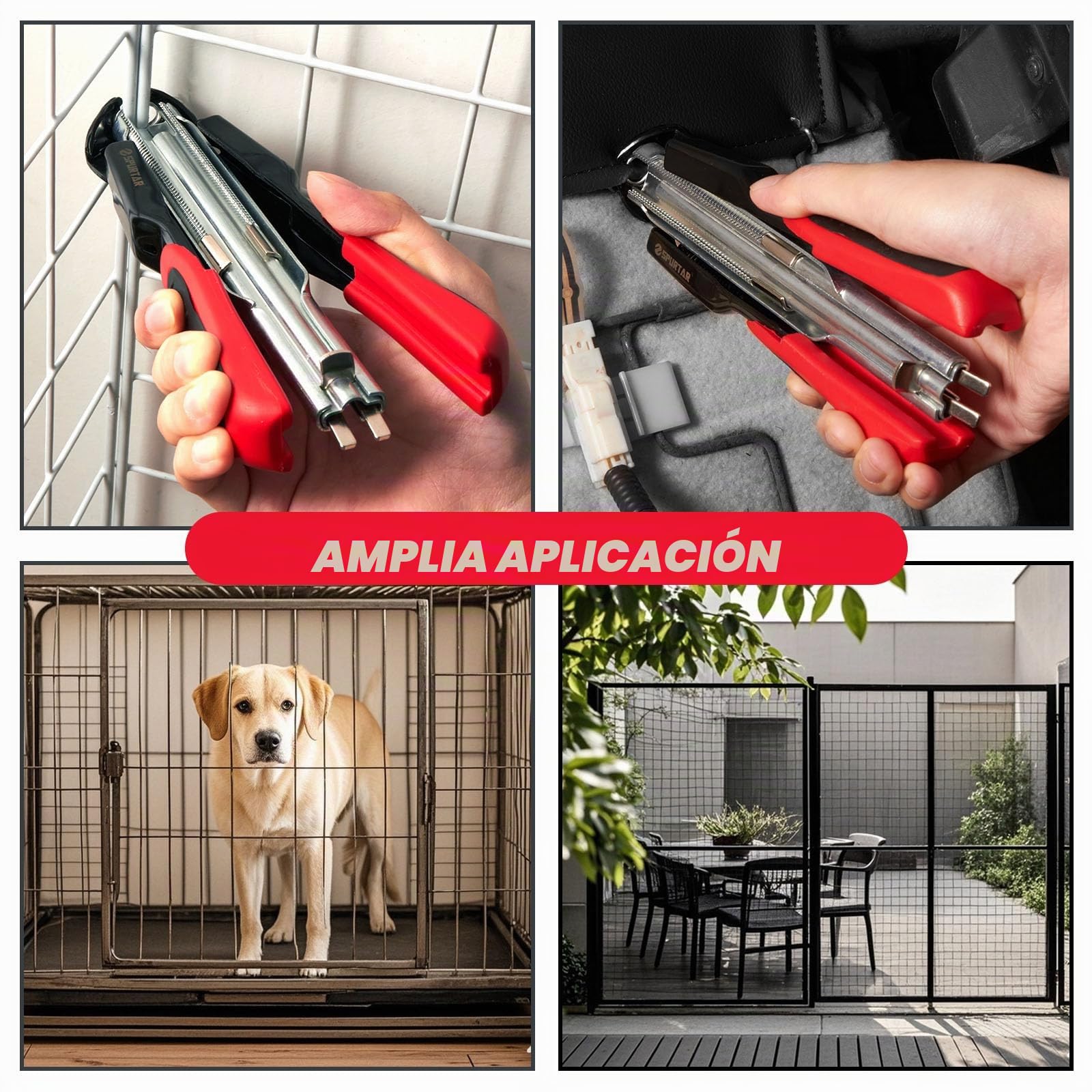Spurtar Kit de alicates de anillo de cerdo con 1200 anillos de alimentación automática de 20MM pulgadas con resorte para alambre de pollo, valla y jaula de animales, red de aves de corral