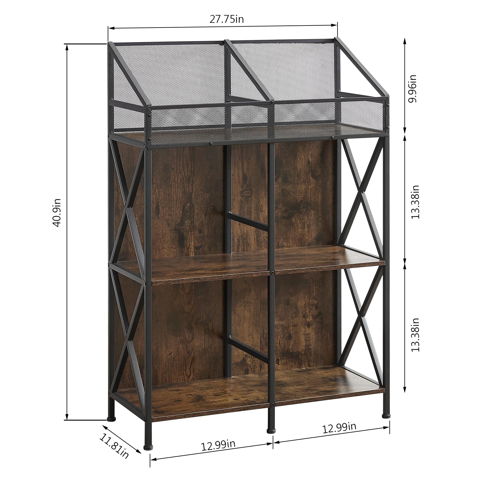 EYOCAL 6 Grids Vinyl Record Storage Holder Rack? Wooden Record Display Table for Magazines Files Albums Books for Living Room Bedroom Patent Pending