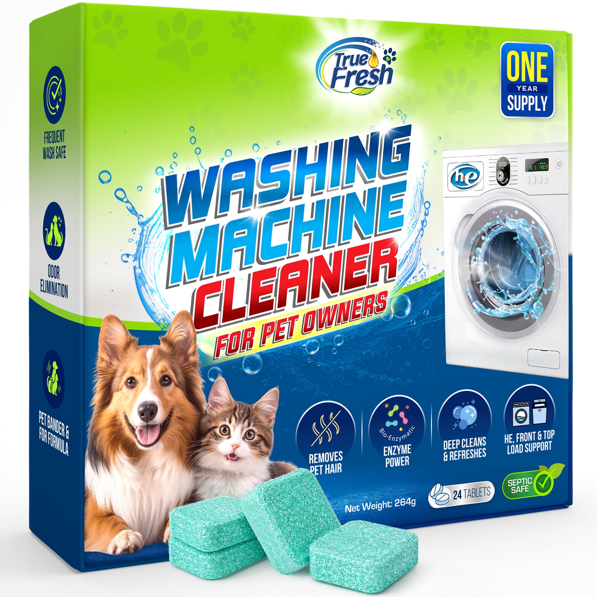 True Fresh Deep Clean Washing Machine Cleaner Enzyme Pet Hair Dissolver