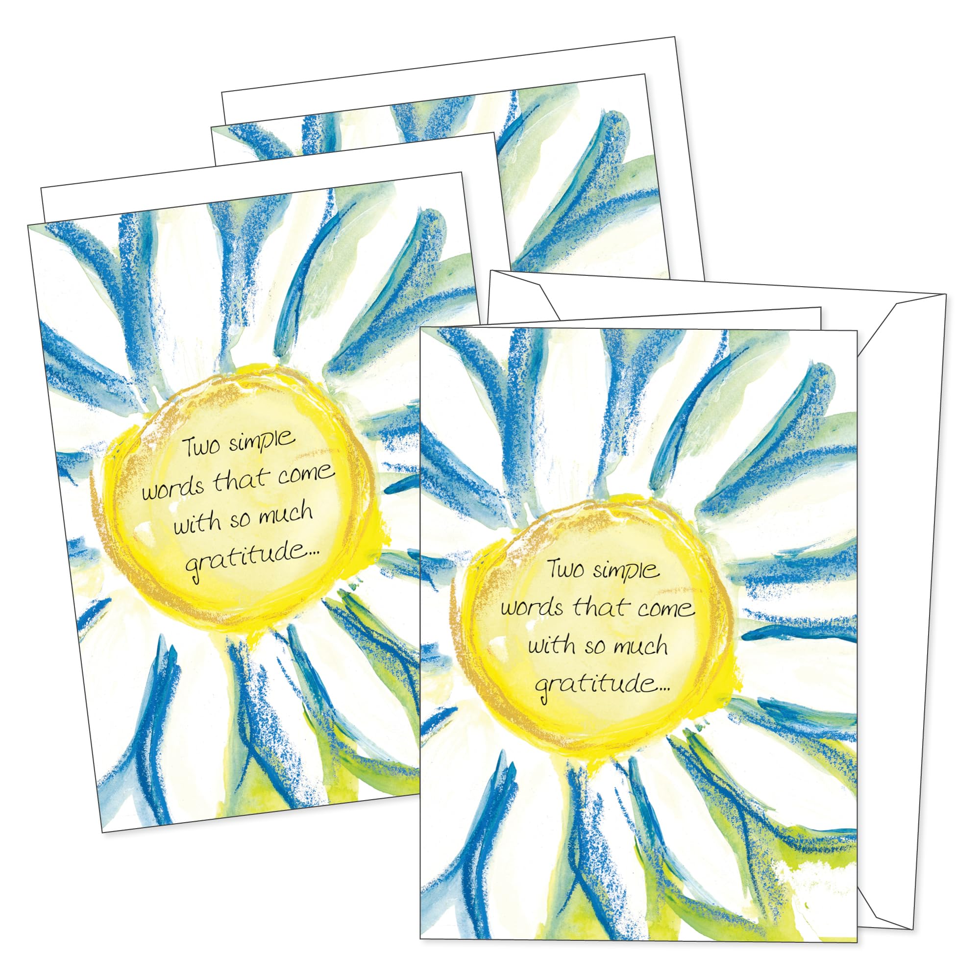SHADE TREE GREETINGS Thank You Greeting Card (5" x 7") by Art from the Heart 3 Pack + 3 Envelopes (Two Words of Gratitude)