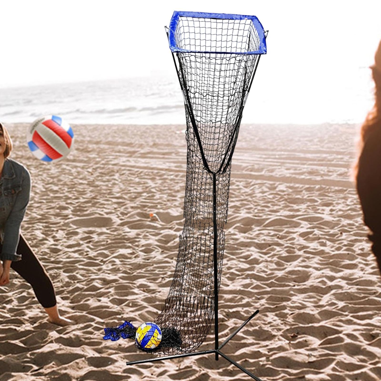 Vaveren Volleyball Training Net for Spiking with Adjustable Height and Portable Bag, Blue