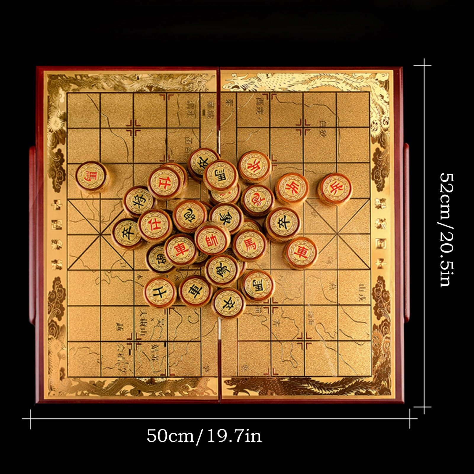 Set di Scacchi Cinesi da Tavolo strategico per 2 Giocatori con Scacchiera Pieghevole e Pezzi Phobe, Set di Giochi da Viaggio Classici Xiangqi (5 cm/1,9 Pollici)