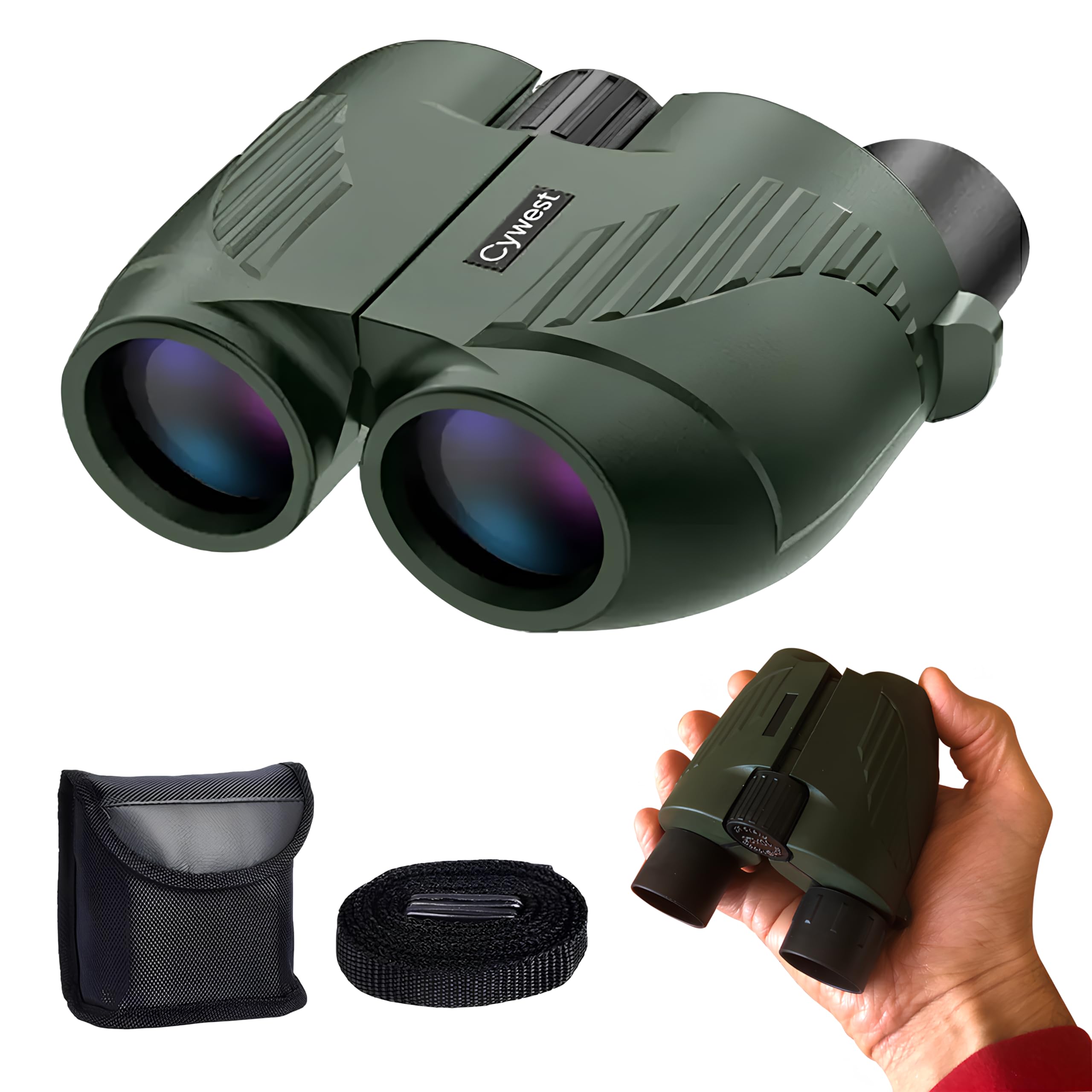 Cywest 10x25 Compact Binoculars for Adults & Kids - Mini & Lightweight for Bird Watching, Hiking, Theater, Concert, Hunting & Sports - High Powered With BAK4 Prism