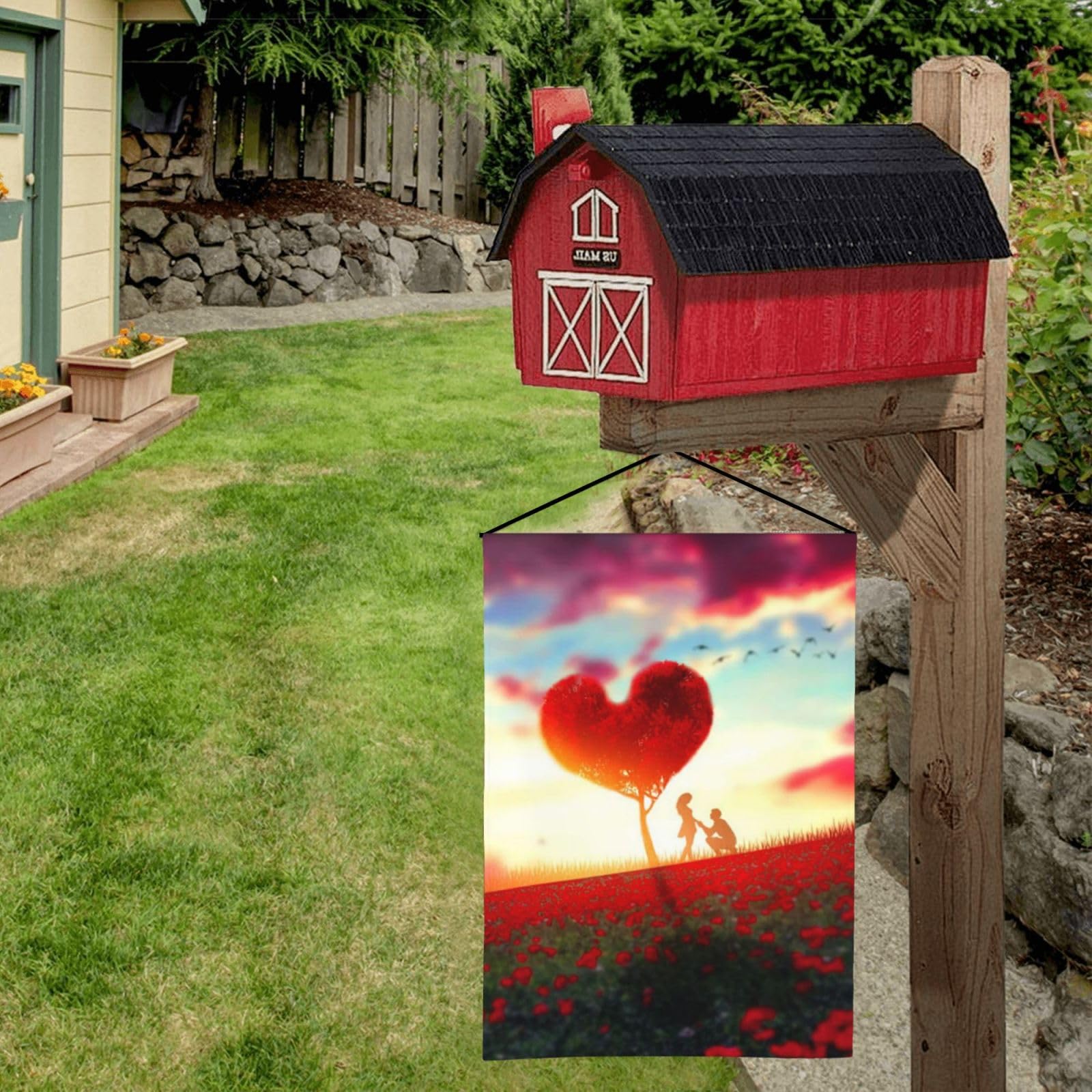 CROWNED BEAUTY Drapeau De Jardin Pour La Saint-Valentin, 30,5 X 45,7 Cm, Double Face, Drapeau De Bienvenue Pour Extérieur, Cour, Anniversaire, Mariage, Décoration De Ferme CF015-12