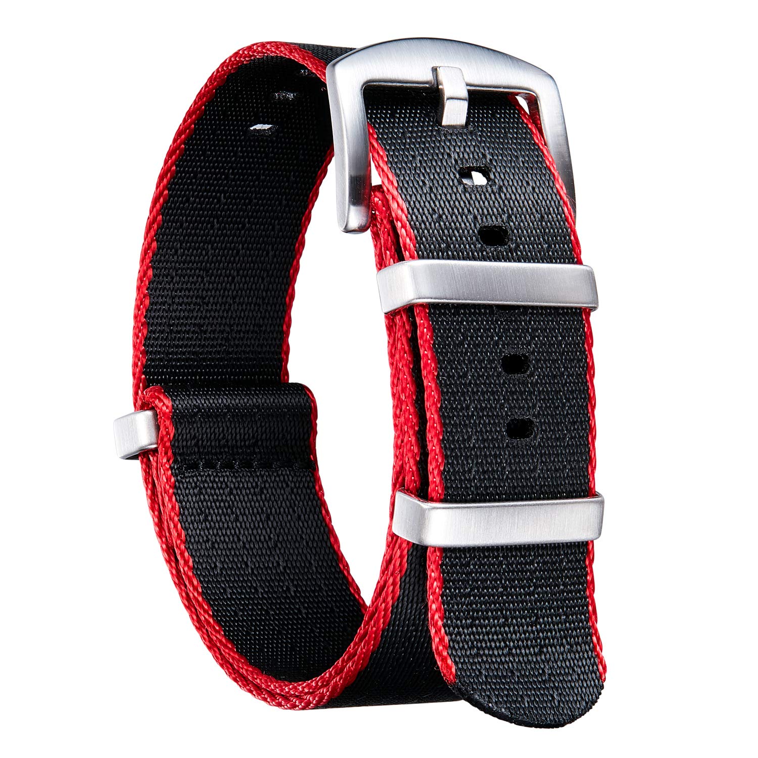 BINLUN Nylon Watch Band Thick G10 Premium Ballistic Nylon Multicolor Replacement Watch Straps with Silver/Black Stainles