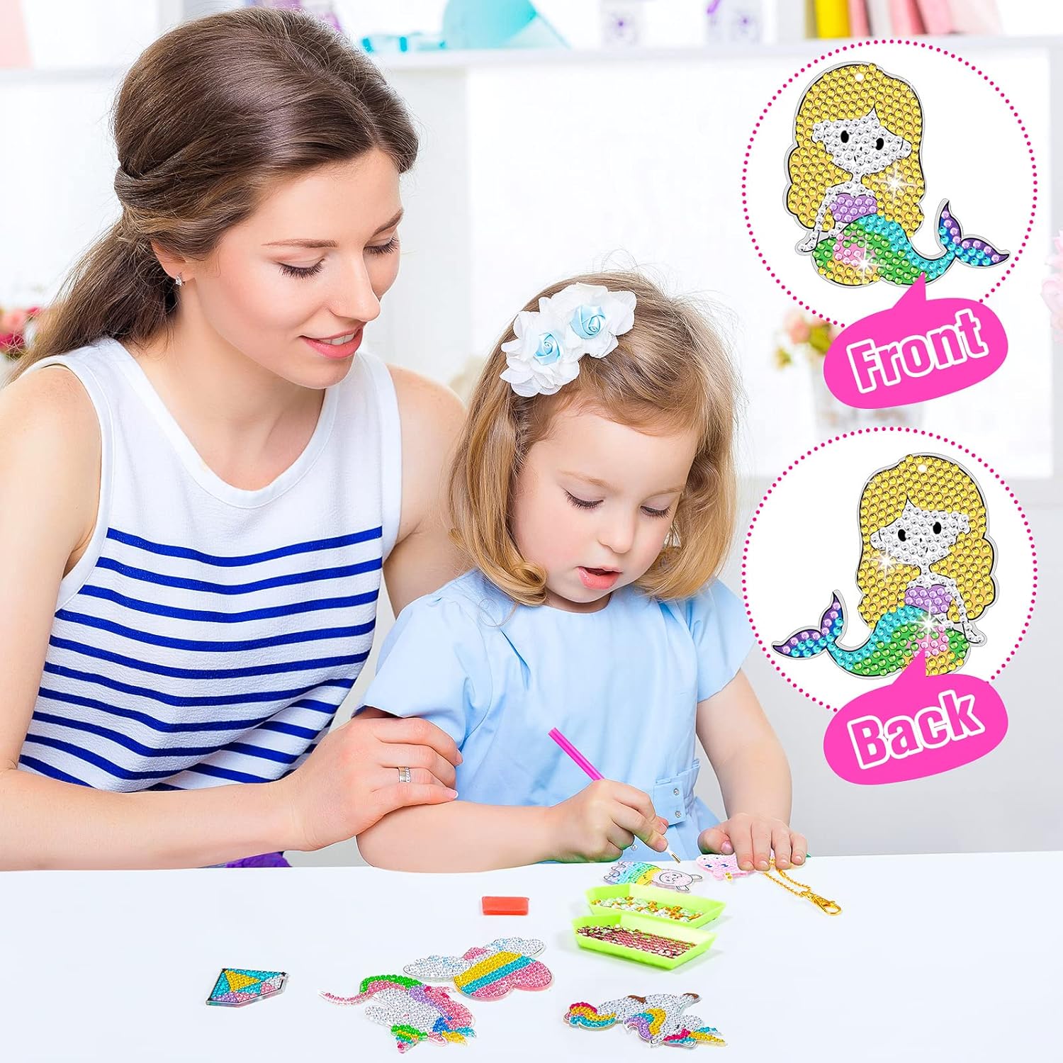 MTLEE 10 Sets Arts and Crafts for Kids Ages 8-12 5D Diamond Painting Keychain Kits Gem Art Kits for Girls Crafts Gem Painting Kits Diamond Art Gift Idea for Age 4, 5, 6, 7, 8, 9, 10-12 (Magical) - Image 3