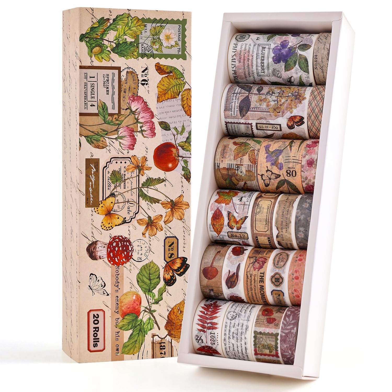 Vintage Washi Tape Set - Butterflies & Flowers -15