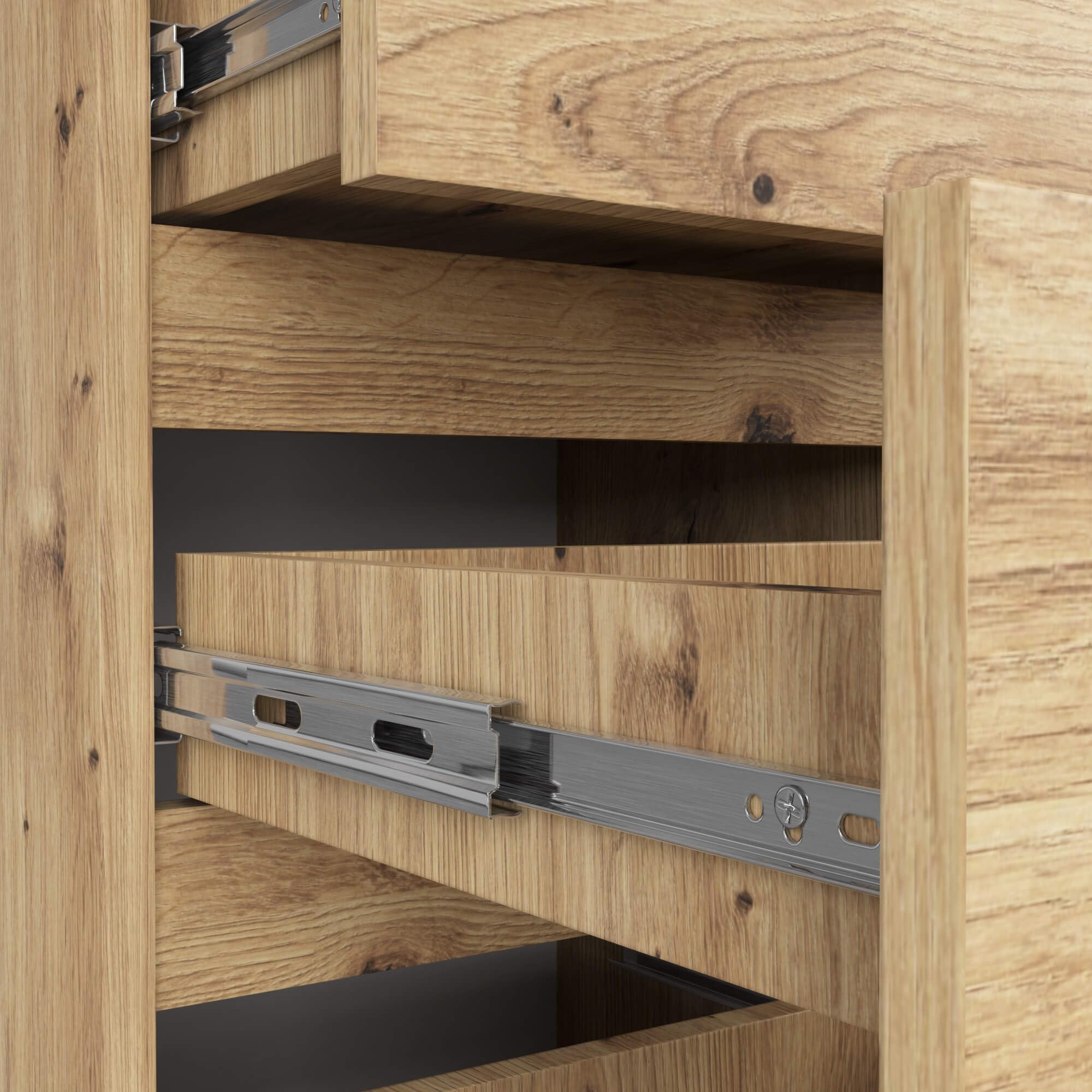 AKORD | Cajonero con 4 cajones | Cómoda Alta | Mueble Moderno para Sala de Estar, Comedor, Dormitorio, Entrada, baño | Armario Infantil | 35x40x74 cm | Roble Artisan