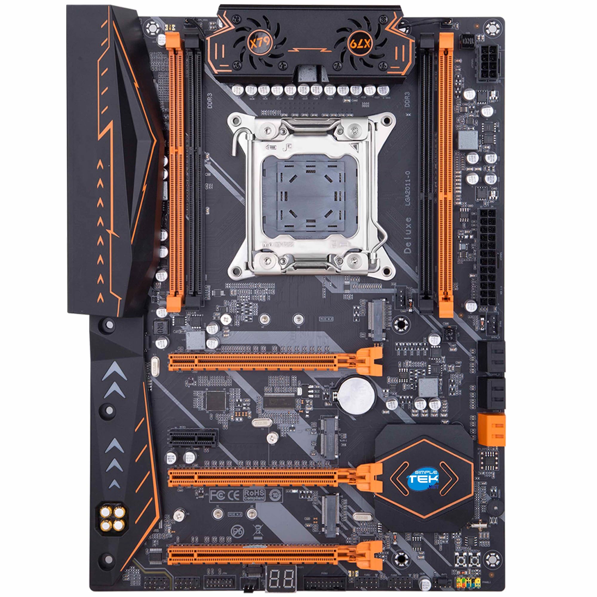 SIMPLETEK – Scheda Madre ATX Socket LGA 2011 | Chipset C602 | Supporto 4 Slot RAM DDR3 Fino a 128GB, M.2 2280, 6 Porte USB 2.0, 2 Porte USB 3.0, Interfaccia SATA3.0 6Gbps e SATA2.0 3Gbps