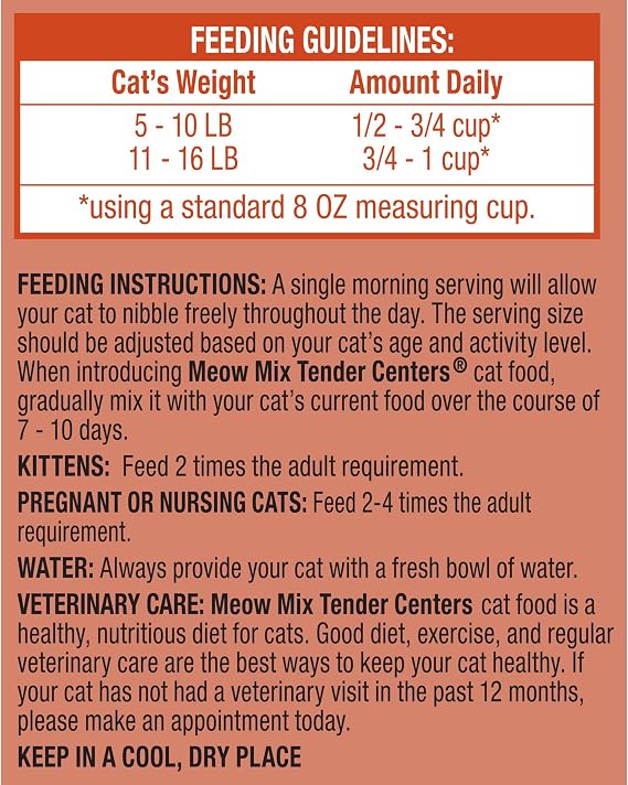 Meow Mix Tender Centers, Dry Cat Food, Beef & Salmon Flavors, 4 Bags