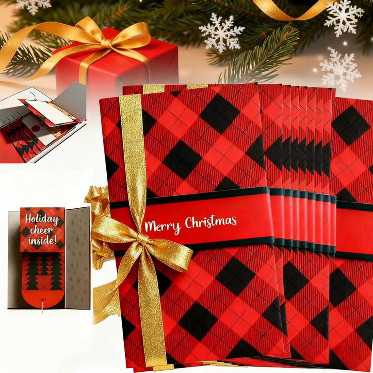 2026 New Christmas Gift Card Booklet，Handmade Waterfall Christmas Gift Card Booklet, DIY Trend Wow Note Holder，Holiday Gift Card for Friends and Family. (10)