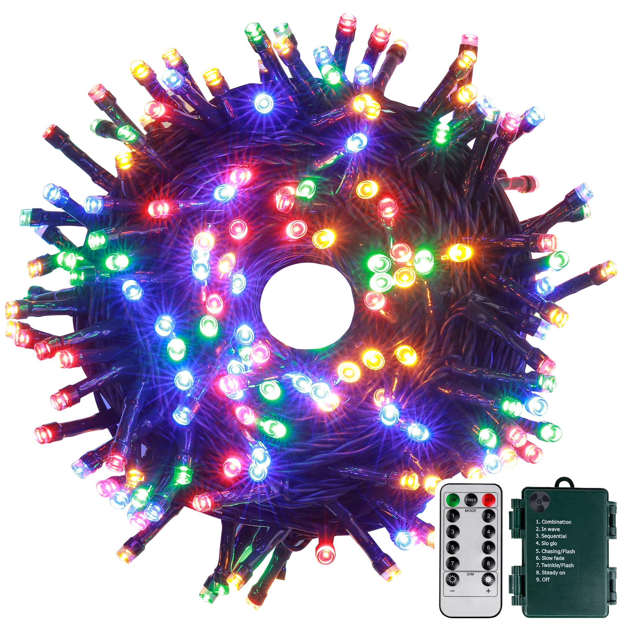 LED Lichterkette Außen Batterie Bunt, 20M 200LED Weihnachtsbeleuchtung | Fernbedienung Timer 8 Modi Dimmbar, Wasserdicht Lichterkette Weihnachtsbaum für Innen Terrasse Garten Baum Weihnachten Deko