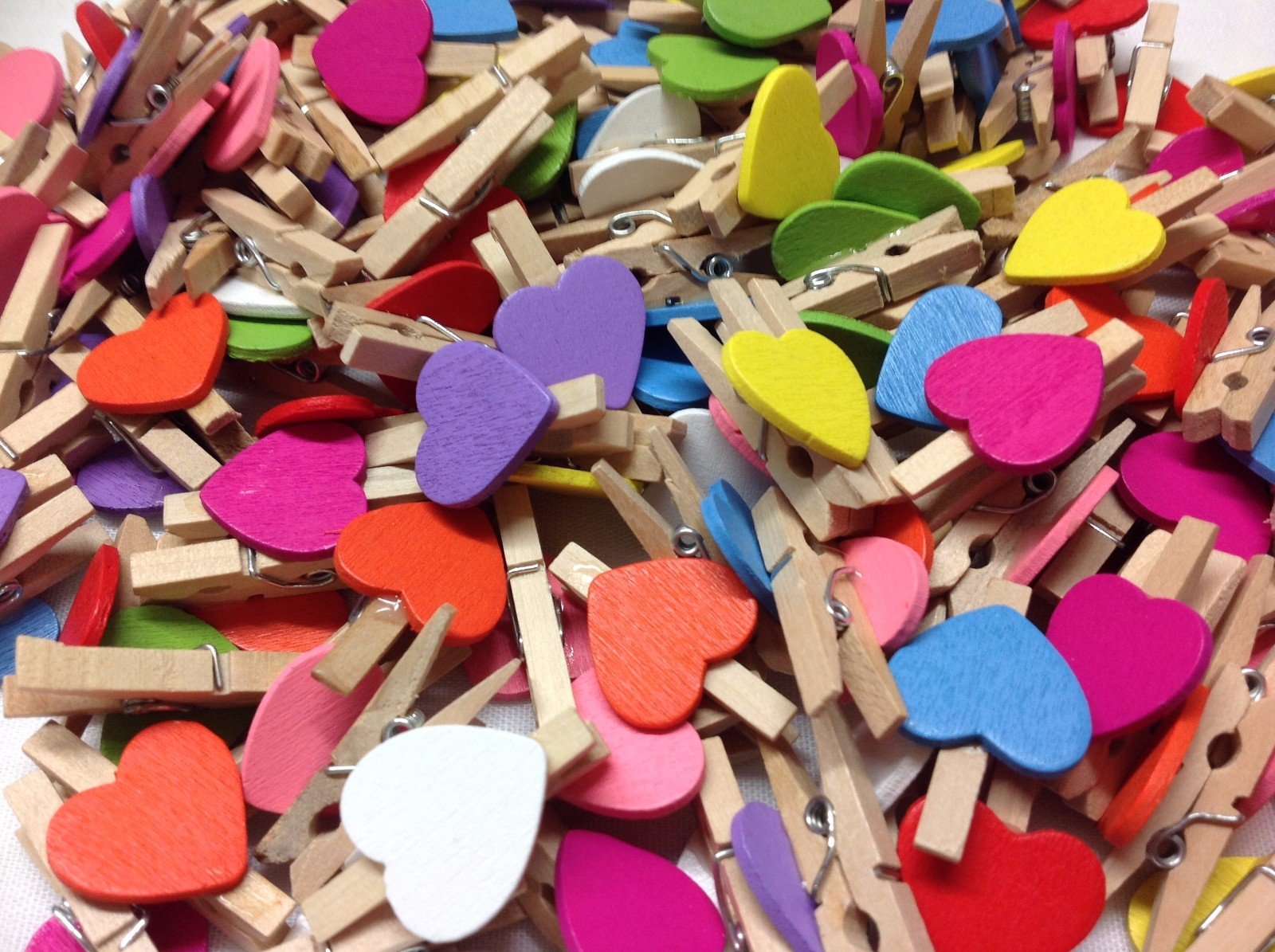 Celloexpress Mixed 30Mm Love Hearts On Mini Natural Wooden Craft Pegs - Pack Of 25
