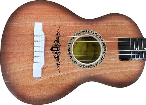Vista 46 de Guitarra acústica de 23 pulgadas, guitarra de juguete de 6 cuerdas para niños, cuerdas de acero realistas, primer instrumento musical para Caoba