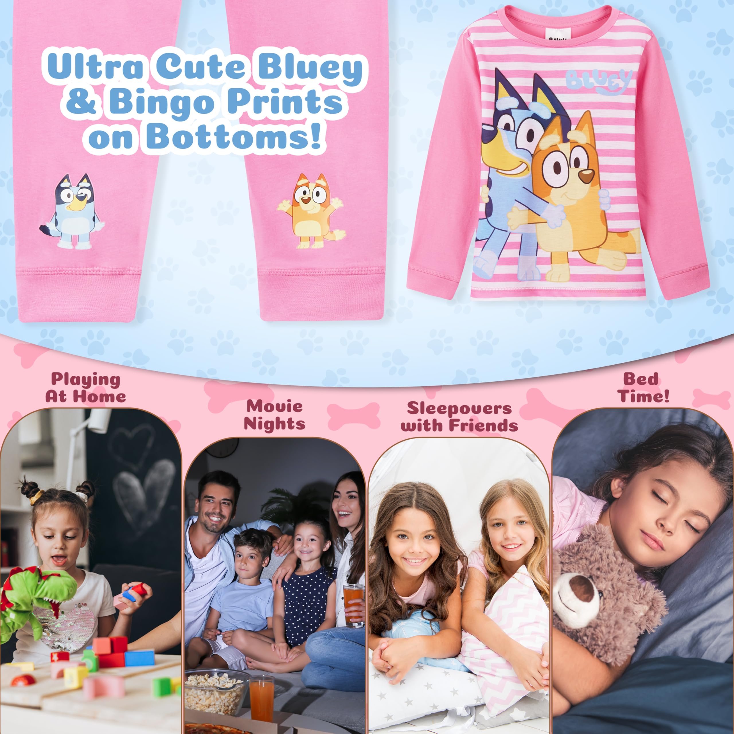 BlueY Lungo Pigiama Bambina, Comodo e Traspirante Abbigliamento da Casa Set