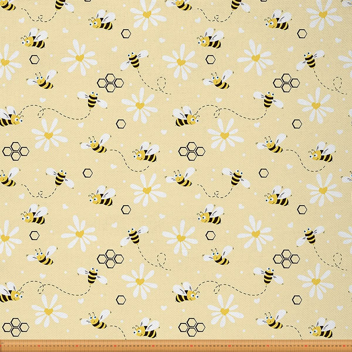 Daisy Upholstery Fabric - Spring Cute Bees Floral by The Yard, Blossom Flower Botanical for DIY Projects, Outdoor Use, 3 Yards (L276*W150cm) Yellow White — image 1