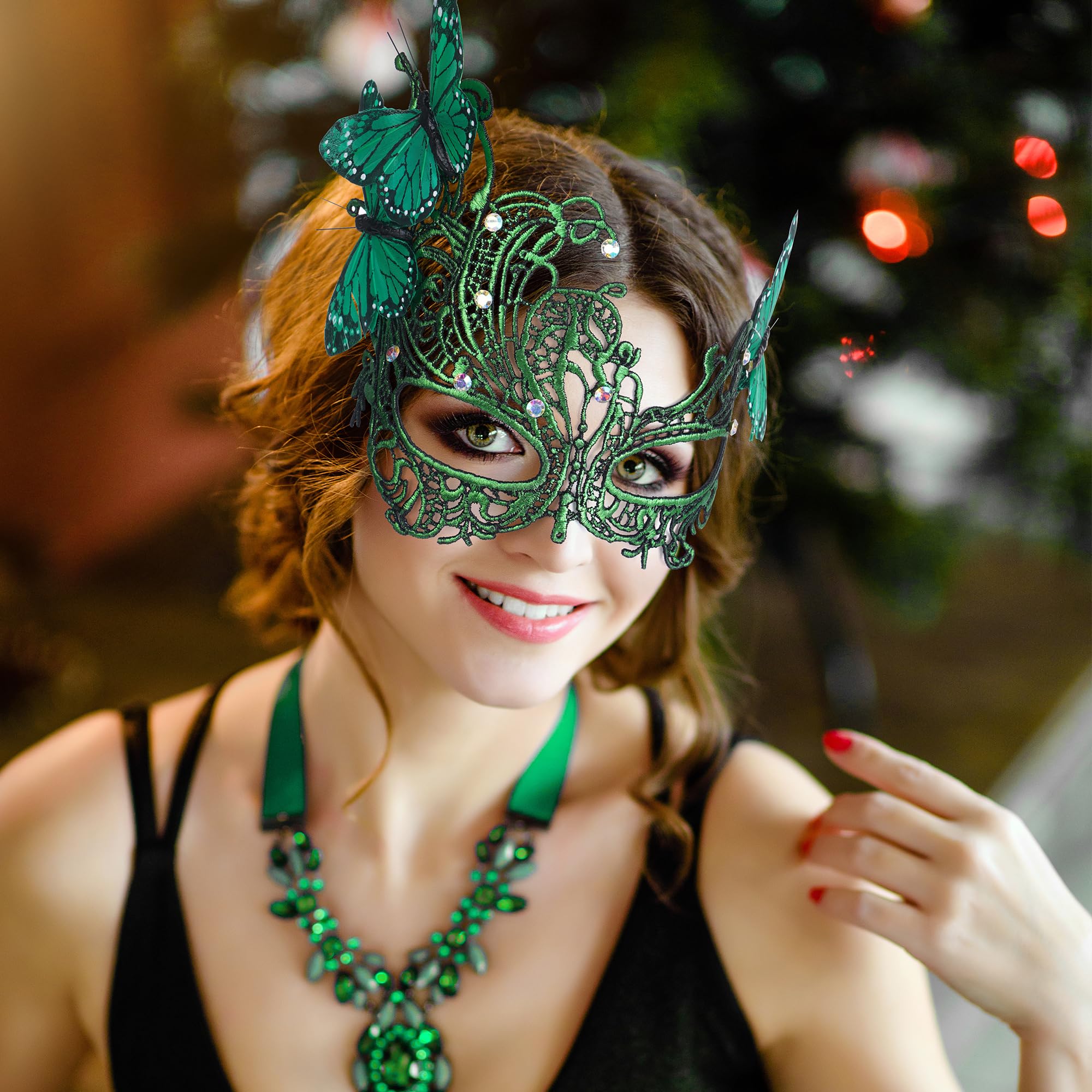 ETOFETE Halloween Butterfly Masquerade Masks for Adult Women Lace Half Face Mask Fancy Dress Cosplay Proms Carnival Accessory Costume - Image 3