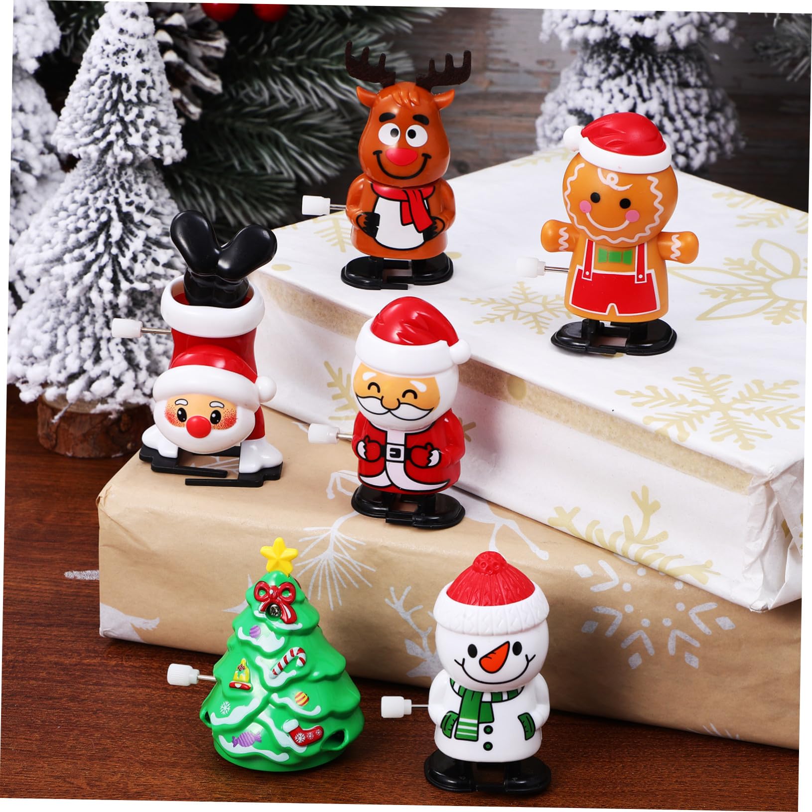 WOONEKY 6 Pezzi Giocattoli Carica Halloween e Natale Design Adorabile in ABS Giocattoli Orologeria Automatici per Feste e Regali Divertenti e Facili da Usare