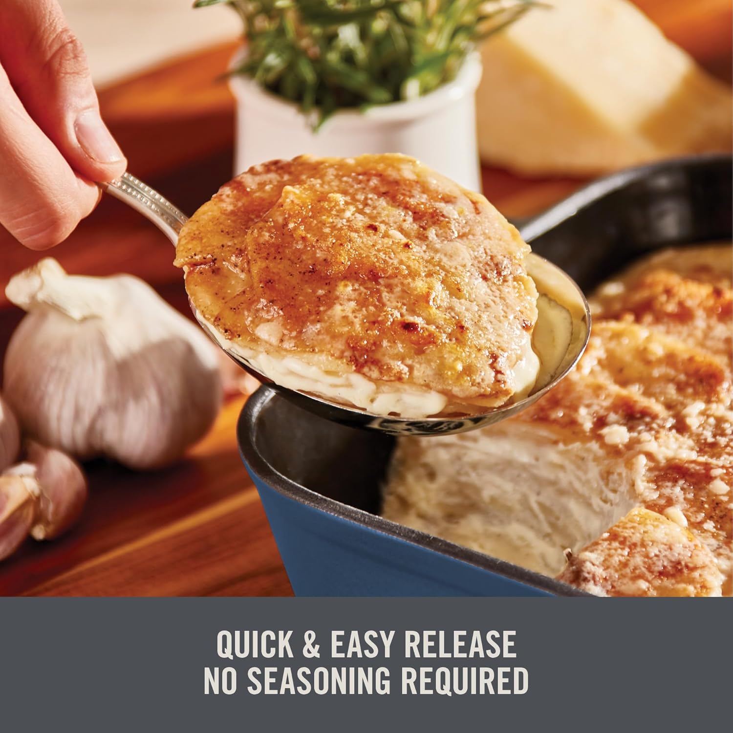 Zakarian x Dash Nonstick Cast Iron Baker - Oven-Safe Baking Pan for Pasta, Casseroles, Crumbles, and More - Easy-Release, Rust-Resistant, and Even Heat Distribution - Blue, 9-inch x 13-inch