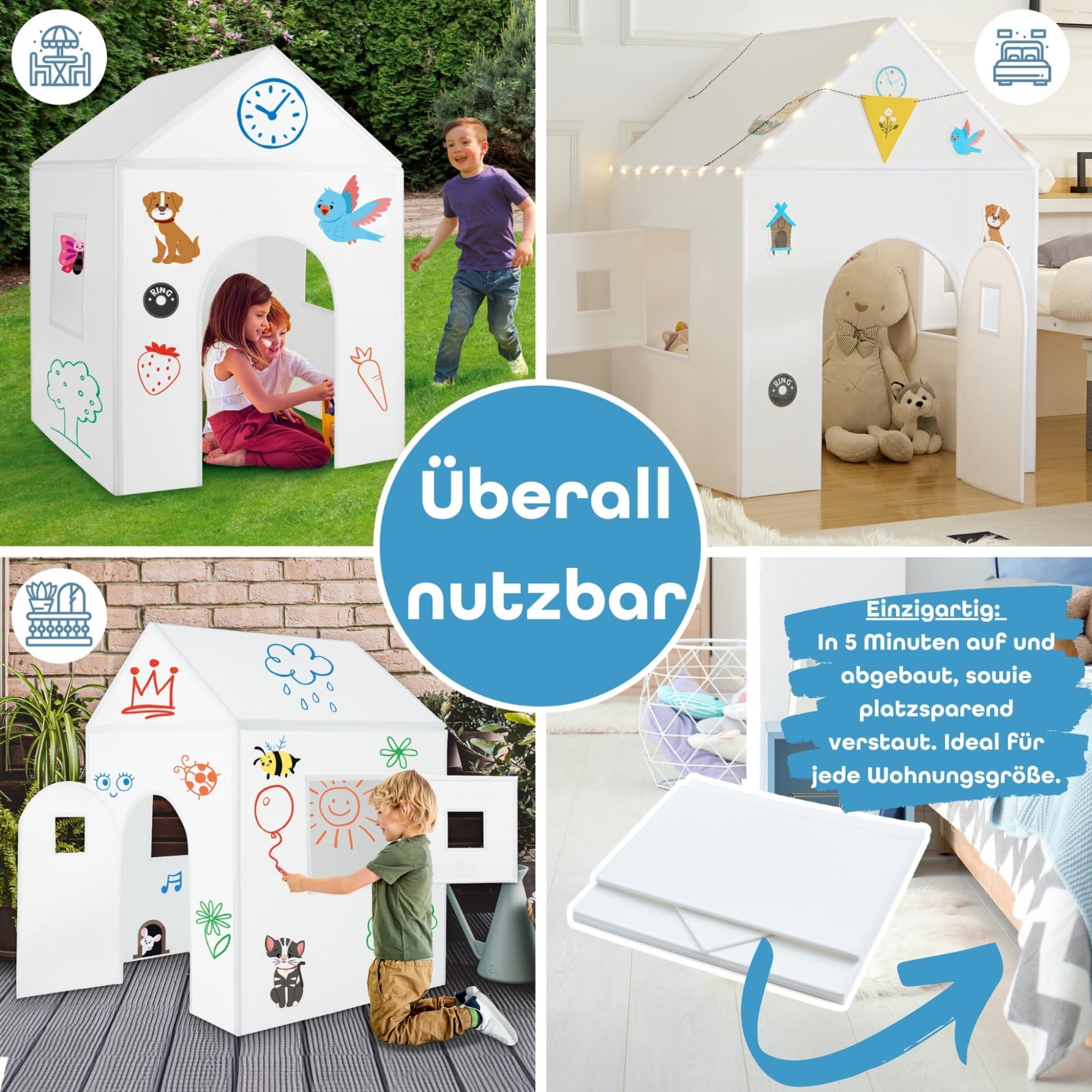 Imagine Playhouse Spielhaus Kinder Indoor Outdoor mit Stiften Aufkleber Montessori Spielzeug ab 3 Jahre