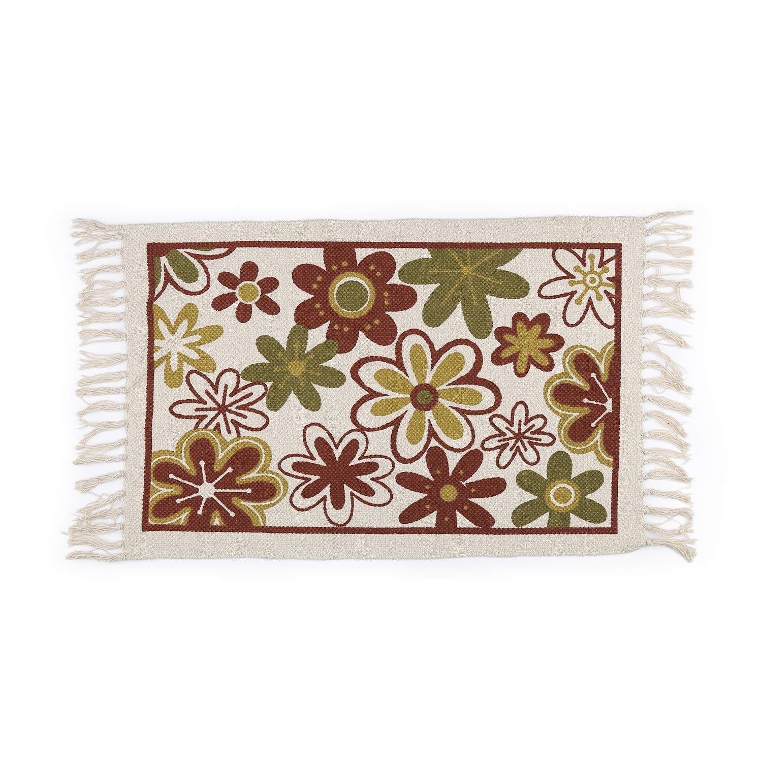 Raisa Panipat Weave Handloom 2 Piece Cotton Printed Rugs - 18" x 29", Multi, ALT_014