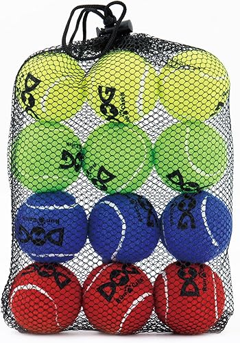 Pelotas de tenis para perros pequeños, paquete de 12 coloridas pelotas de perro fáciles de atrapar (2.0 pulgadas, 4 colores)