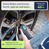 Woowind AP2-P Akkumulátoros Kompresszor, Elektromos Légpumpa Autóhoz és Kerékpárhoz 150 PSI, Powerbank Funkcióval, Presta Schrader Dunlop 2