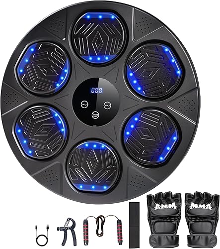 Máquina de boxeo musical, equipo de entrenamiento con guantes de boxeo, máquina de arcada inteligente de perforación Bluetooth, equipo de fitness