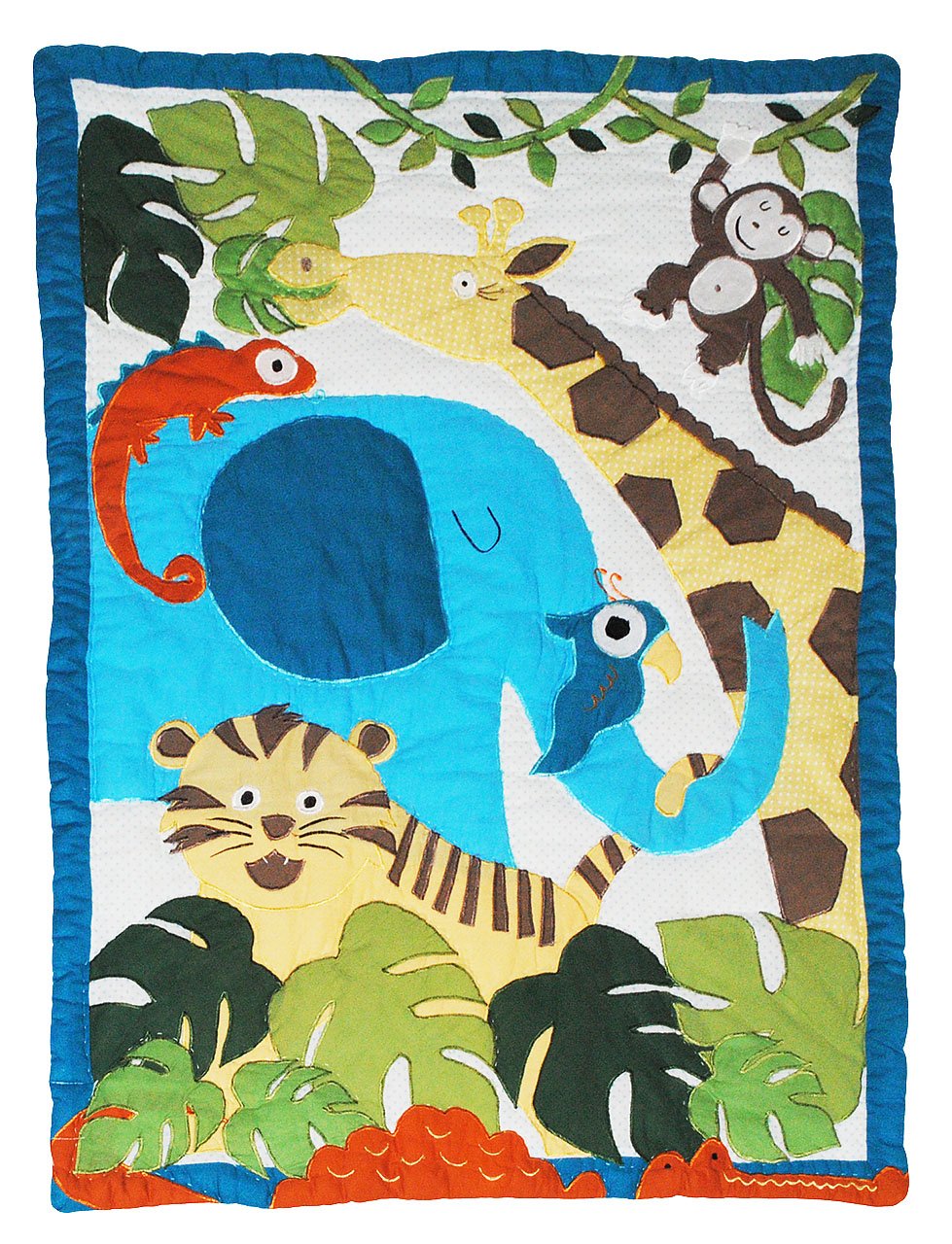 alles-meine.de GmbH Luxus - Patchworkdecke 160 cm * 240 cm - Baumwolle - Giraffe Elefant Tiger Löwe - für Kinder/Baby/Mädchen/Jungen - Zootiere Decke Kuscheldecke Kinder Pl..