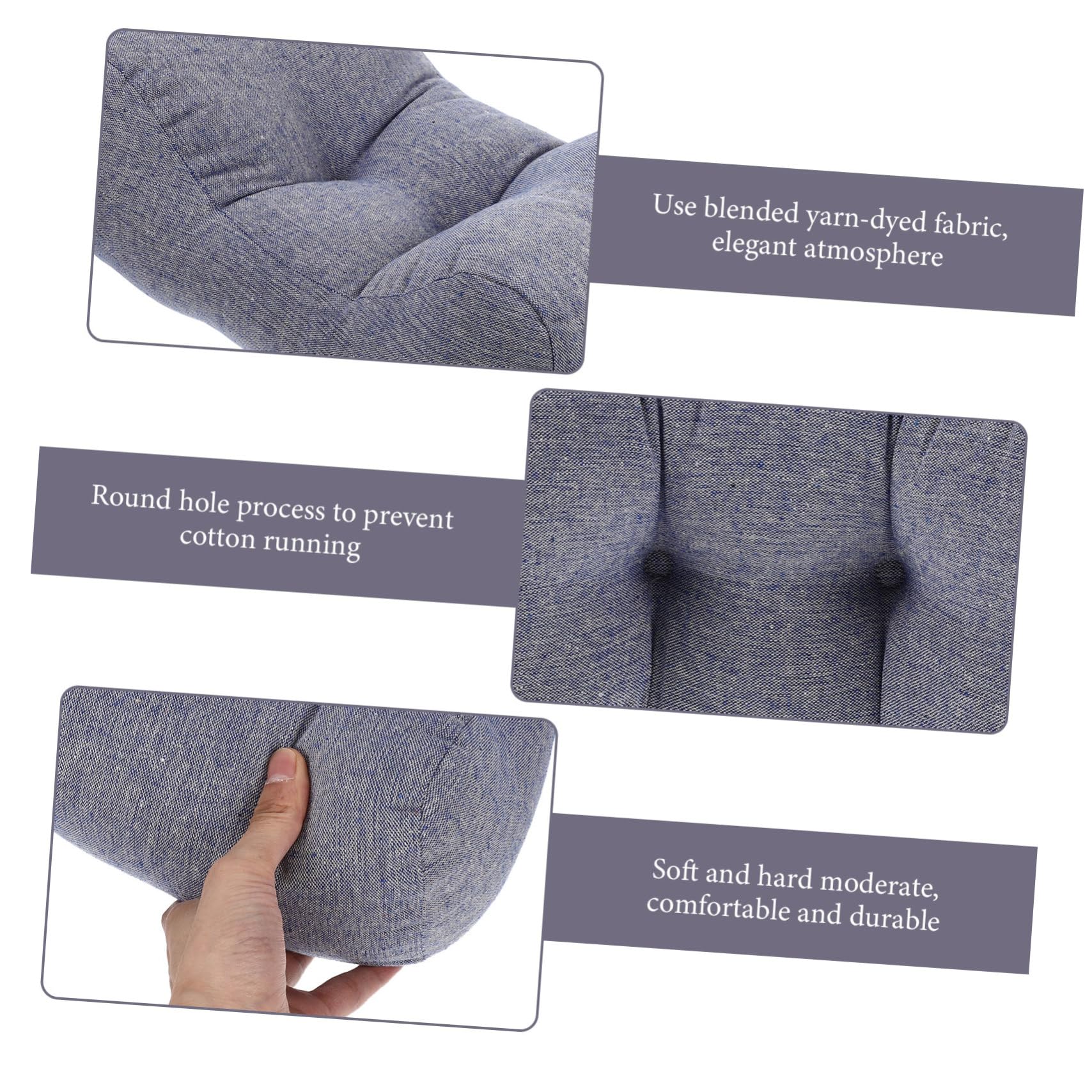 Coussin Lombaire Bleu en Lin et Coton PP pour Bureau et Voiture