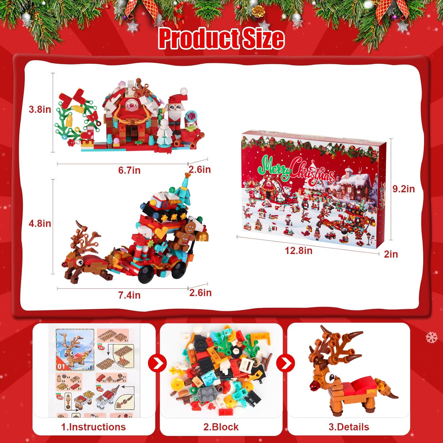 Calendario de Adviento 2025, Bloques de Construcción Calendario de Adviento para Niños Adultos 24 Días de Navidad Casa 12 en 1 Sorpresa Bloques Cuenta Atrás Calendario Fiesta para Niños Niñas Regalo — view 6