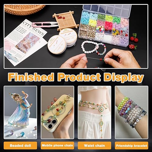 Miniatura 6 de Bupete 6 rollos de cuerda de pulsera transparente, cuerda elástica para pulseras, 0.016 in, 0.020 in, 0.024 in, 0.028 in, 0.031 in, 0.031 in, 0.039