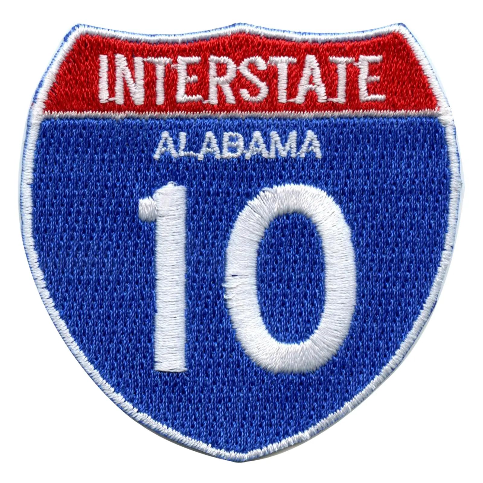 Interstate 10 Patch I-10 Road Sign Embroidered Iron On Alabama
