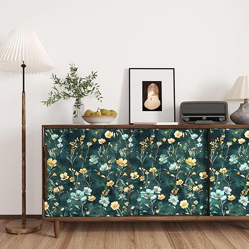 Miniatura 68 de Papel tapiz bohemio de hojas para despegar y pegar para cocina, papel de contacto floral vintage, impermeable, autoadhesivo, papel de pared floral