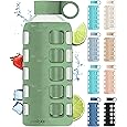 purifyou 40oz / 32oz / 22oz / 12oz Borosilicate Glass Water Bottle with Time & Volume Markers, Silicone Sleeve, Stainless Steel Lid | Reusable Glass Bottle for Water & Juice (12oz Pastel Gray)