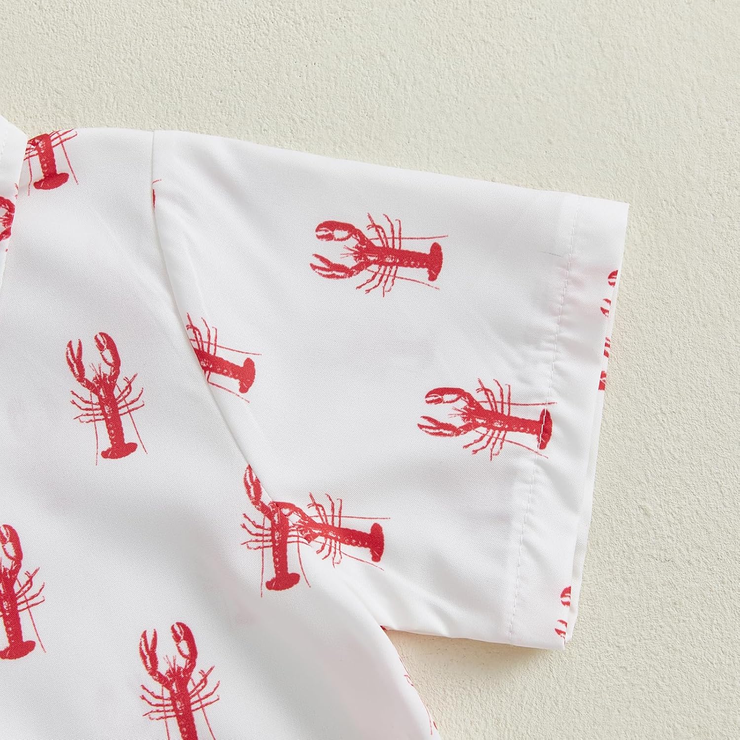 Toddler Baby Boy Lobster Outfits 2Pcs Sea Animal Summer Clothes Sets Short Sleeve Button Down Shirts and Shorts Set - Image 5