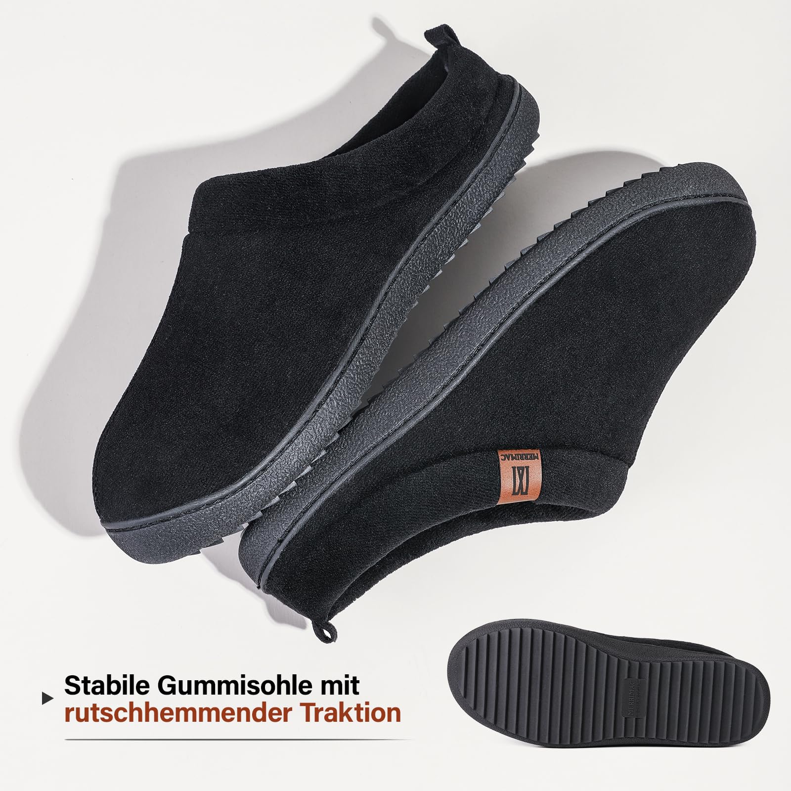 MERRIMAC Herren Slip-on Hausschuhe Bequem Memory-Schaum Rutschfest Innen Pantoffeln