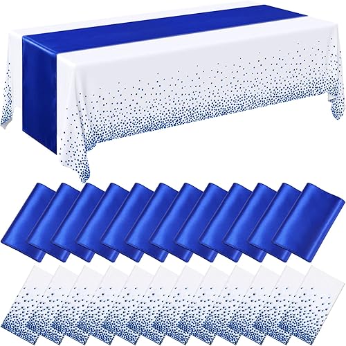 Breling Paquete de 24 manteles de plástico desechables de satén para boda, 54 x 108 pulgadas, para fiestas, 12 x 108 pulgadas, para bodas,